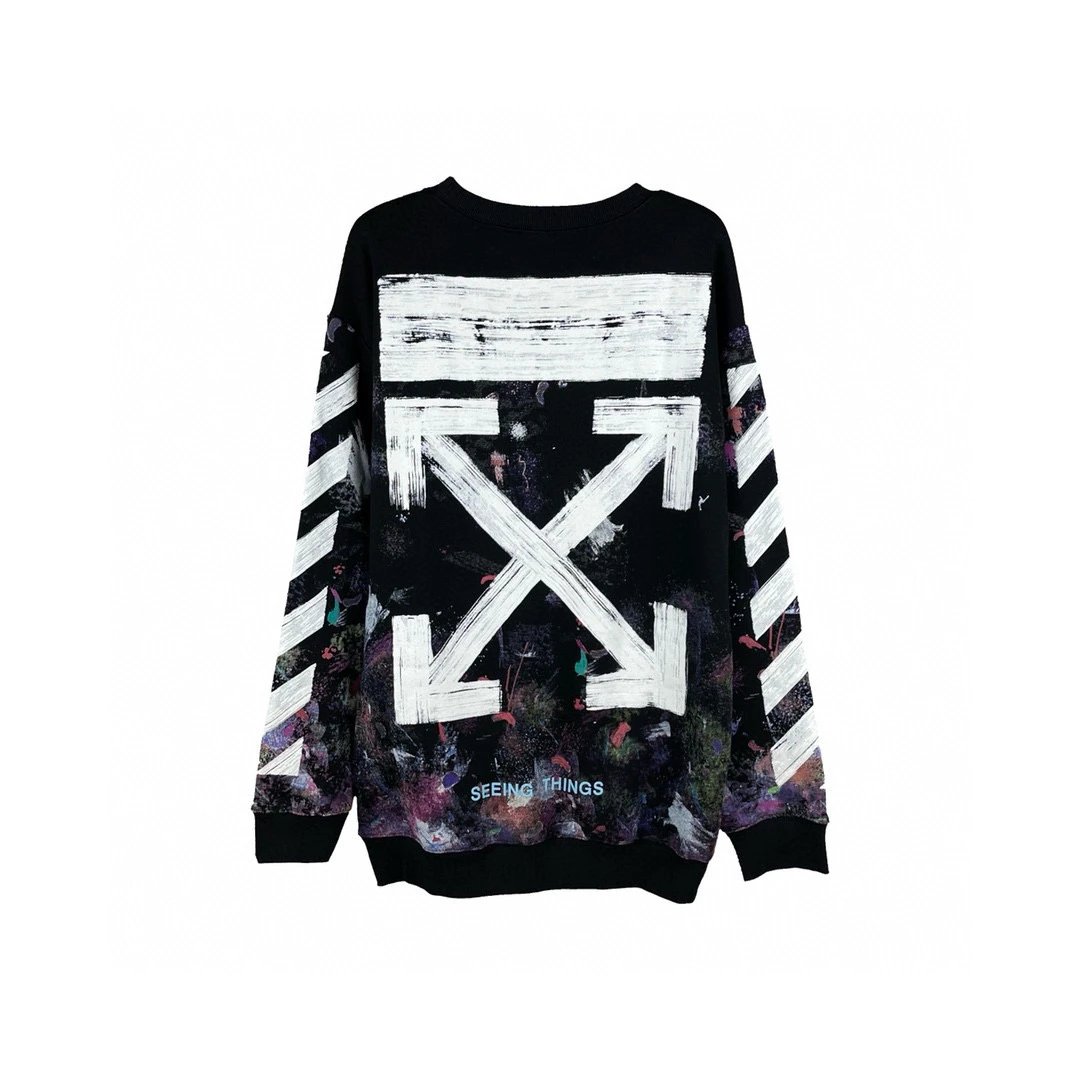 OFF -White Hoodie Top Version Counter Same Style Crew Neck Pullover Sweatshirt Top Men and Women Same Style Autumn and Winter Leisure