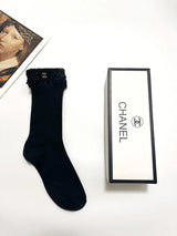 Chanel Sock【One box, one pair】Classic Letters logo Breathable and Stylish Pure Cotton Mid-Calf Socks25ss New Cotton Socks Thin Business Sports Casual Spring Summer Autumn Versatile Deodorant Sweat-Absorbing