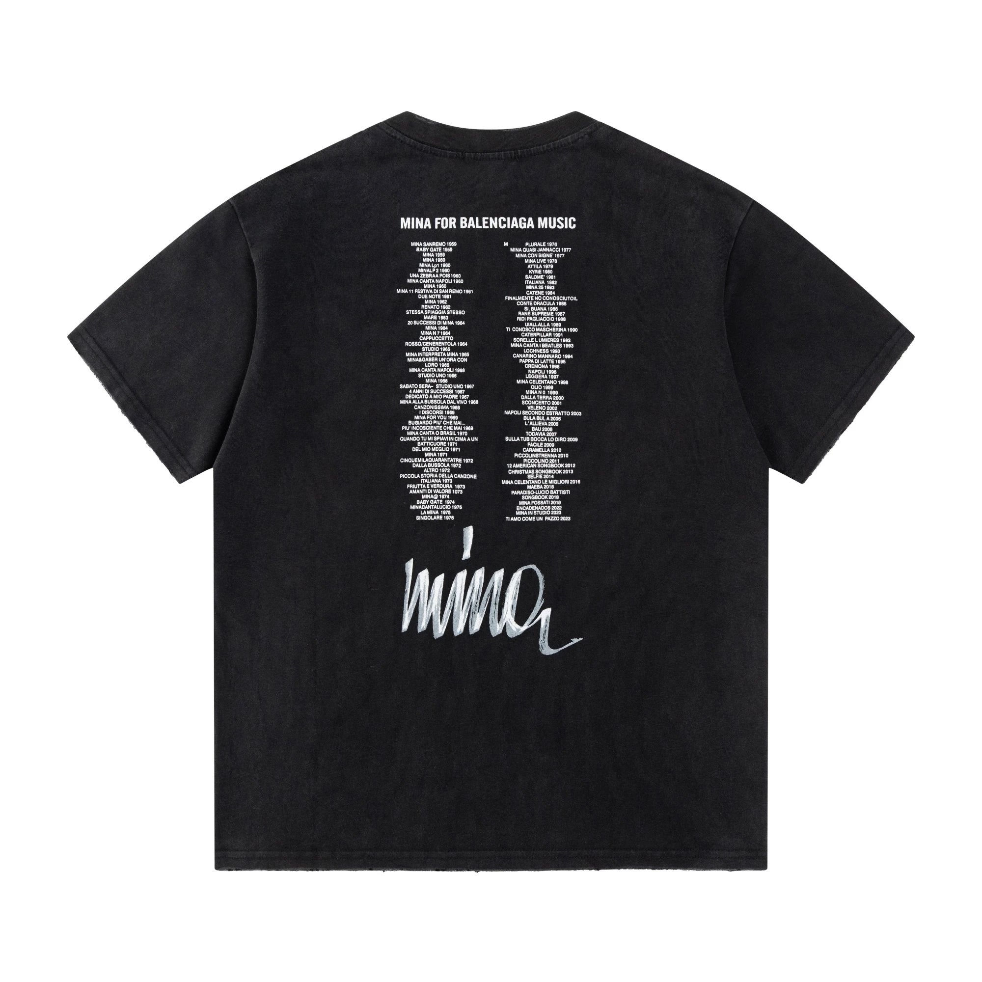 Balenciaga T-shirt Vintage Washed Round Neck Short Sleeve with Character on Chest25ss New Pure Cotton Unisex Style T Casual T-Shirt Base Layer Shirt OS Drop Shoulder Loose Fit Half Sleeve Top Plus Size