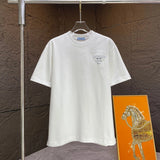 PRADA T-shirt Chest Letter Embroidery logo round Neck Short Sleeve25ss New pure cotton T Unisex T-Shirt OS Drop Shoulder Loose Fit Base Shirt Top T-Shirt Short Sleeve