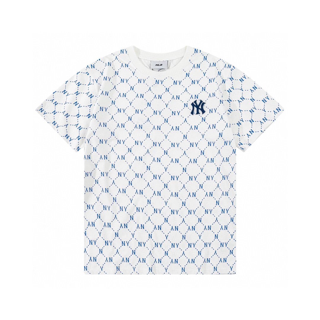 MLB T-shirt Top Version&Men and Women T T-shirt Retro Presbyopic Full Printed Short Sleeve Couple Sports Loose Casual Embroidery Half Sleeve T-shirt Fashion