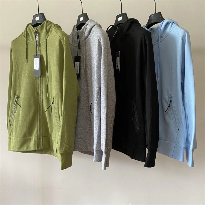 CP Company Hoodie Men CP Solid Color Cardigan Coat Hooded Korean Style Casual Youth Thickened Casual Sweatshirt