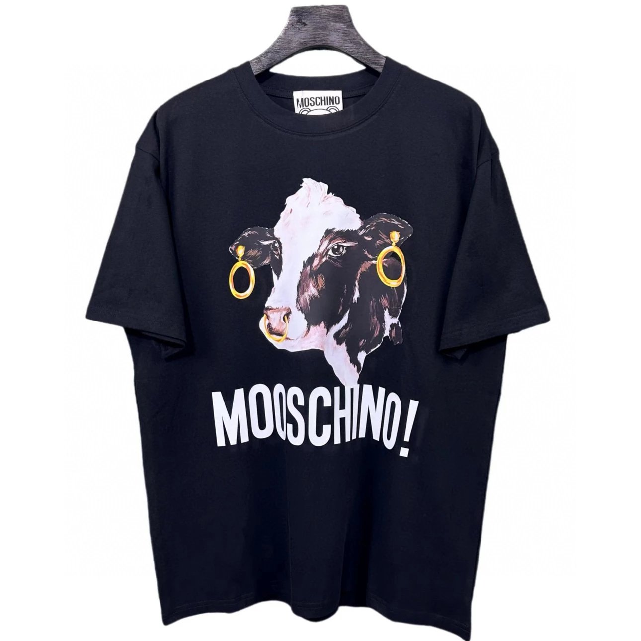 Moschino T-shirt Top Version Counter Same Style Pure Cotton Summer Men's and Women's Same Fashion Loose All-Matching2024New Short Sleeve T T-shirt