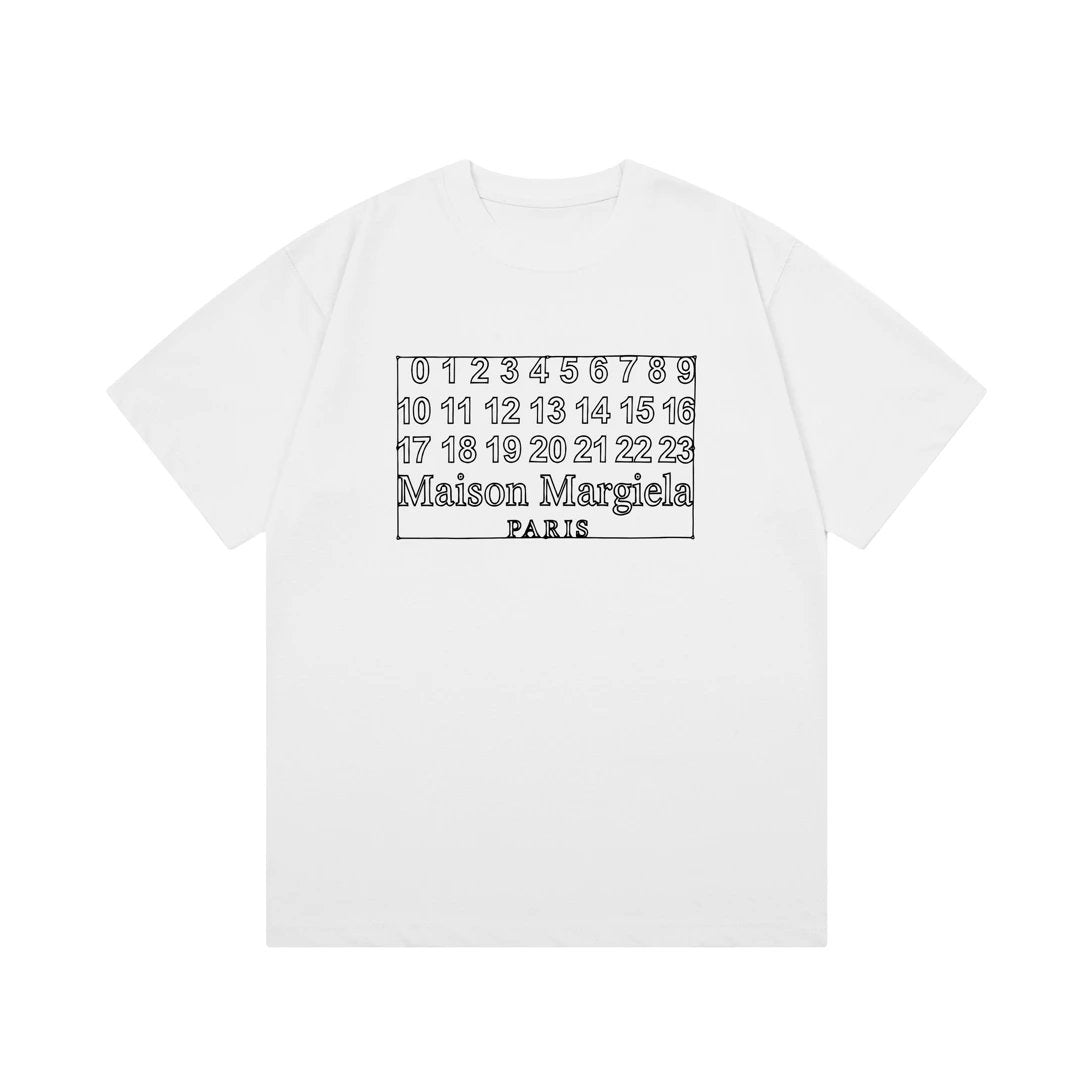 Maison Margiela T-shirt Alphabet Doodle Numbers logo Printed round Neck Short Sleeve25ss New Pure Cotton Unisex Style T T-shirt OS Loose Fit Base Shirt Short Sleeve Top T-Shirt