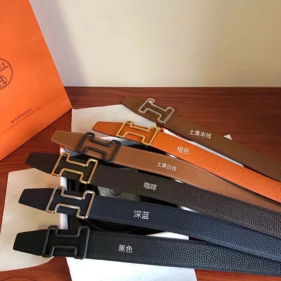 Hermes Belt Top version New High Quality Belt Waist Belt Men's and Women's Leather Smooth Buckle Business Casual h Belt