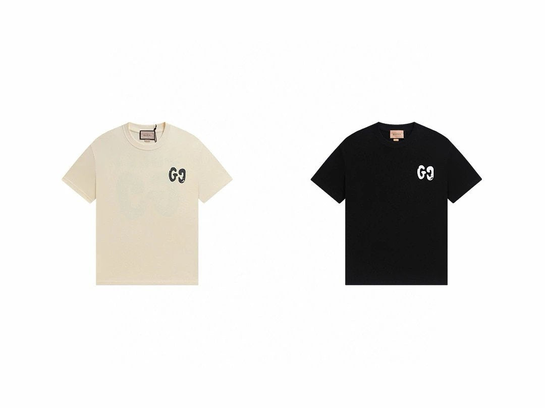 Gucci T-shirt Back with Large Letter Print logo round Neck Short Sleeve25ss New pure cotton T Unisex T-Shirt OS Drop Shoulder Loose Fit Base Shirt Top T-Shirt Short Sleeve
