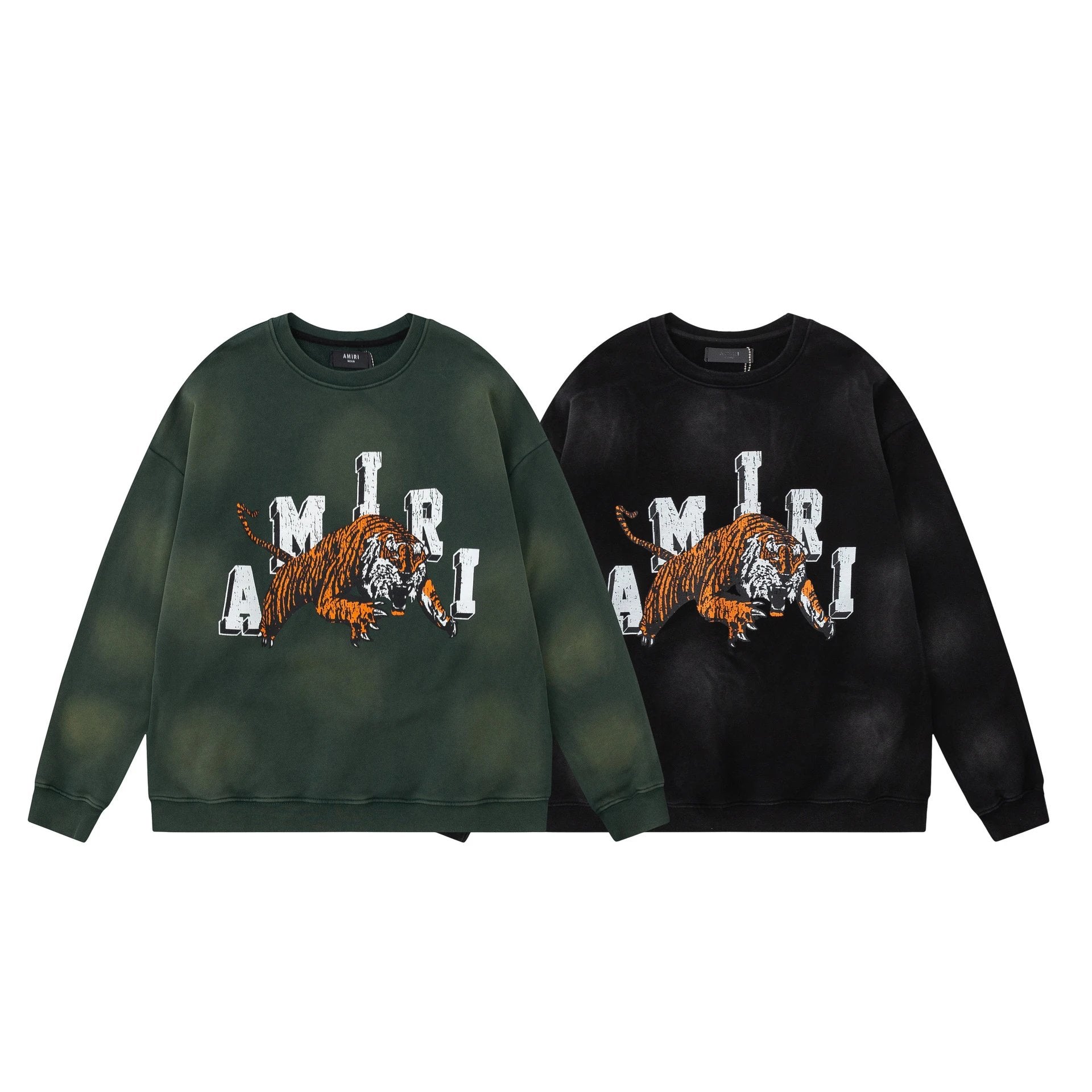 Amiri Hoodie 2024Autumn and Winter New Tiger Letter Pattern Crew Neck Pullover Sweatshirt Men and Women Same Style