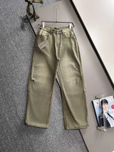 Balenciaga Jeans 25ss Spring Summer New Ripped Pleated Color Block Double B Straight Leg Jeans Unisex Long Pants