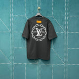 Louis Vuitton LV T-shirt Back Chain Print logo round Neck Short Sleeve25ss New Pure Cotton Unisex Style T Casual T-Shirt Base Layer Shirt OS Loose Fit Half Sleeve Top Plus Size