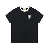 Gucci T-shirt Color Matching logo Letter Embroidered Crew Neck Short Sleeve25ss New Pure Cotton Unisex Style T T-shirt OS Loose Fit Base Shirt Top Half Sleeve T-Shirt