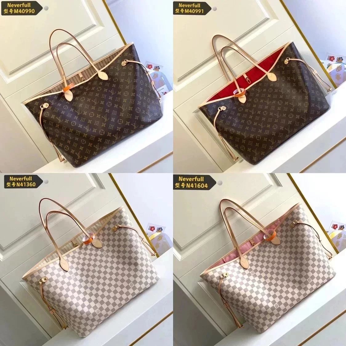 Louis Vuitton LV Women's Bag Top version Original Leather Large Presbyopic Chessboard Shopping Bag Shoulder Portable Mother and Child Bag Women's Bag M40990M40991M41180N41357N41604N41360neverfull Large Tote Bag