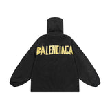 Balenciaga Jackets Vintage Tape Letters LOGO Hidden Hat Waterproof Jacket Coat Casual Loose Versatile Zipper Hoodie Sportswear os Unisex Cardigan with Various Styles24ss Autumn and Winter New Products