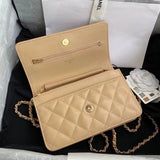 Chanel Women's Bag Top version 【**Original Leather】woc Latest Version Suction Clasp WOC Original Caviar Cowhide Sheepskin Chain Bag Flap Bag Flap Bag Diamond Pattern Bag Fortune Bag WOC Fighter in