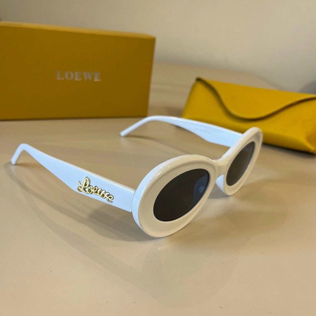 LOEWE Sunglasses Oval Frame Sunglasses Slimming No Prescription Driving Beach Fishing Unisex Couple Style UV Protection25ss New Sports Casual Versatile