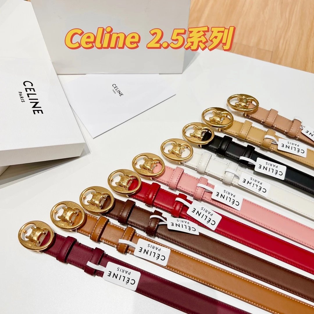 Celine Belt Top version Goods Belt Belt Female Arc De Triomphe Belt Arc De Triomphe Belt Black Retro Hair Style Belt Bright Gold Head Belt Belt Double-Sided Belt Women's Belt Women's Belt Belt Women's Belt2.5Belt Women's Belt Belt