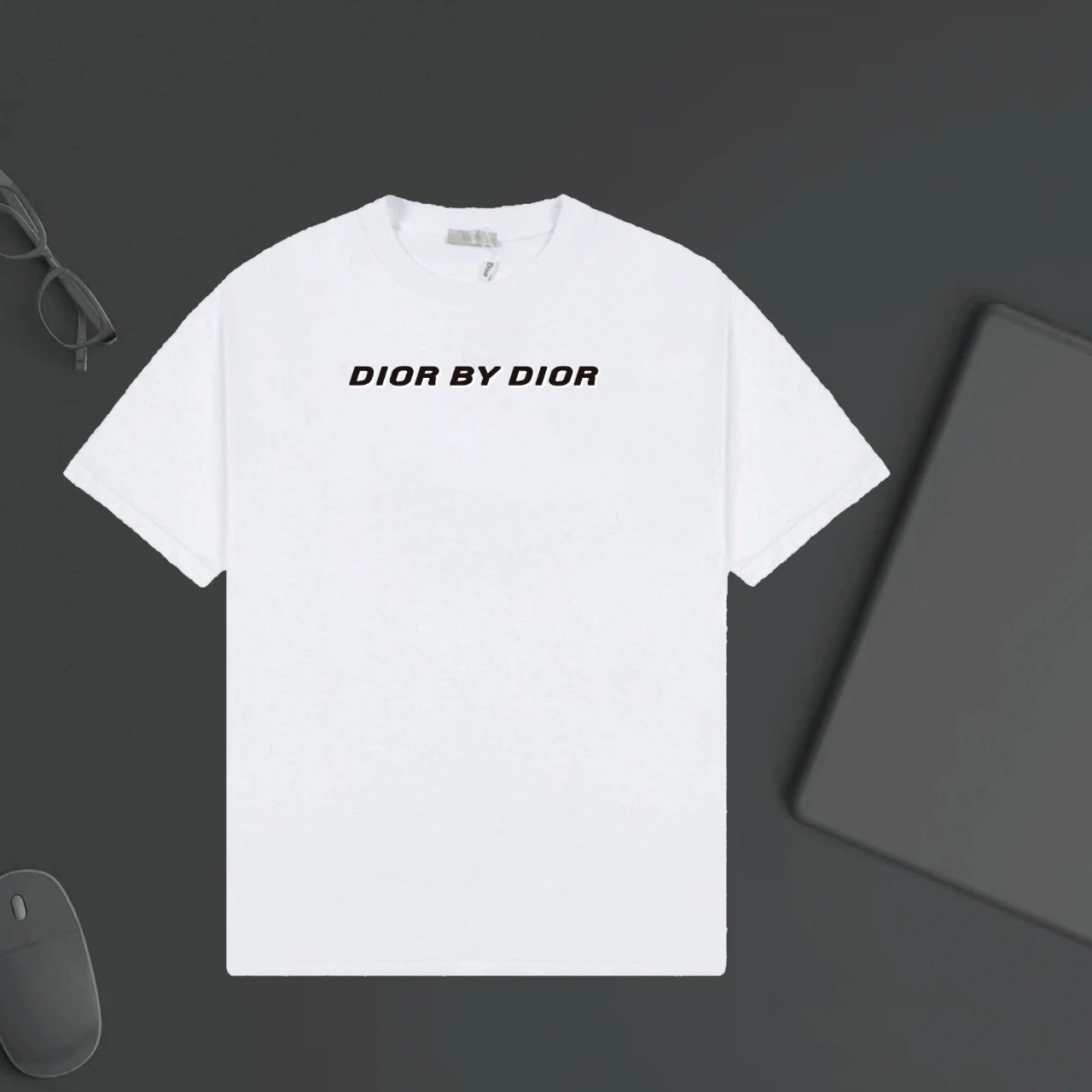Dior T-shirt English Print on the Chest logo round Neck Short Sleeve25ss New Pure Cotton Unisex Style T T-shirt OS Loose Fit Base Shirt Half Sleeve T-Shirt Top Half Sleeve