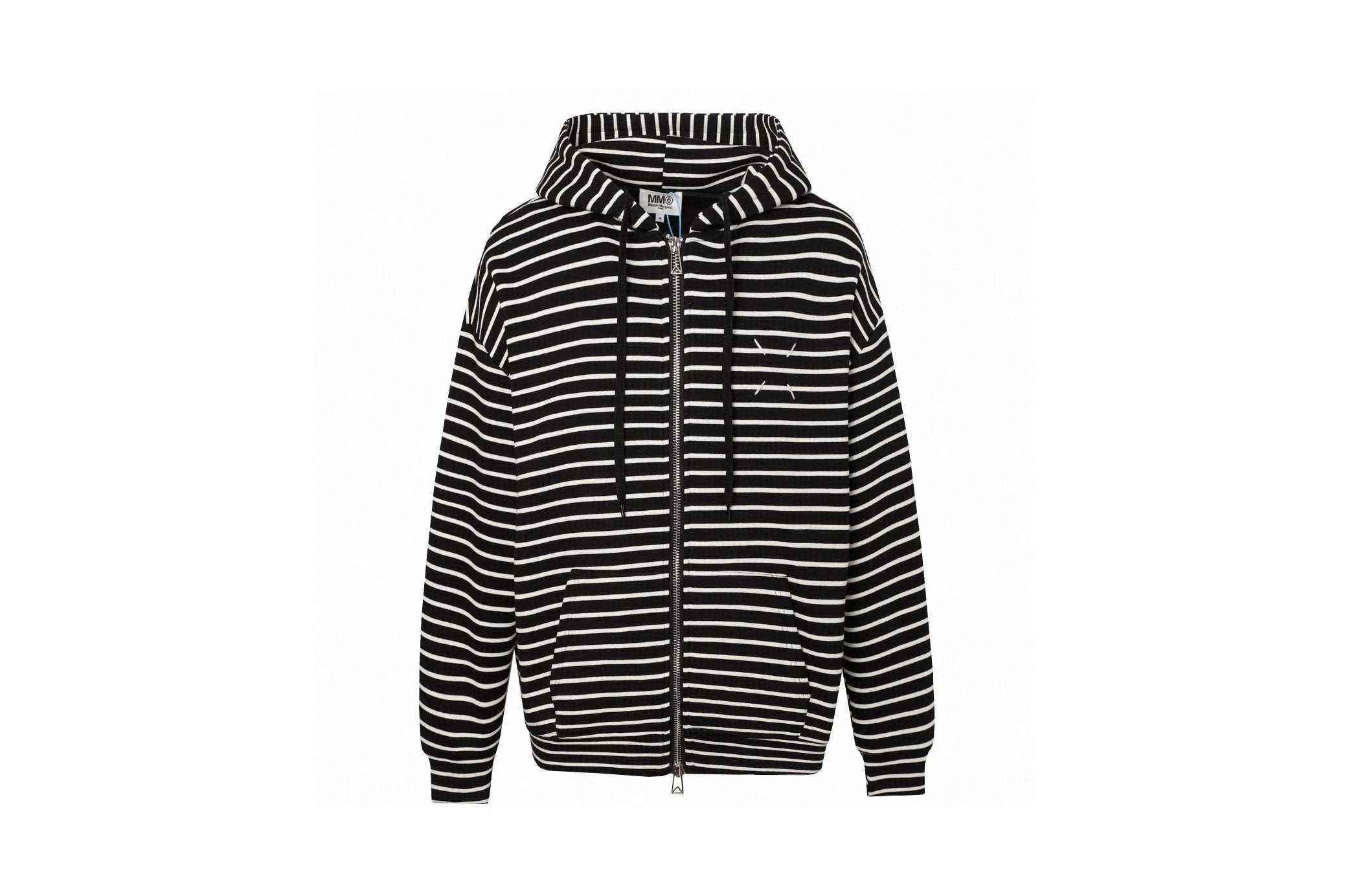 Maison Margiela Jackets Top Version Embroidered Back Logo Jacquard Stripe Cardigan Zipper Sweater Hooded Coat