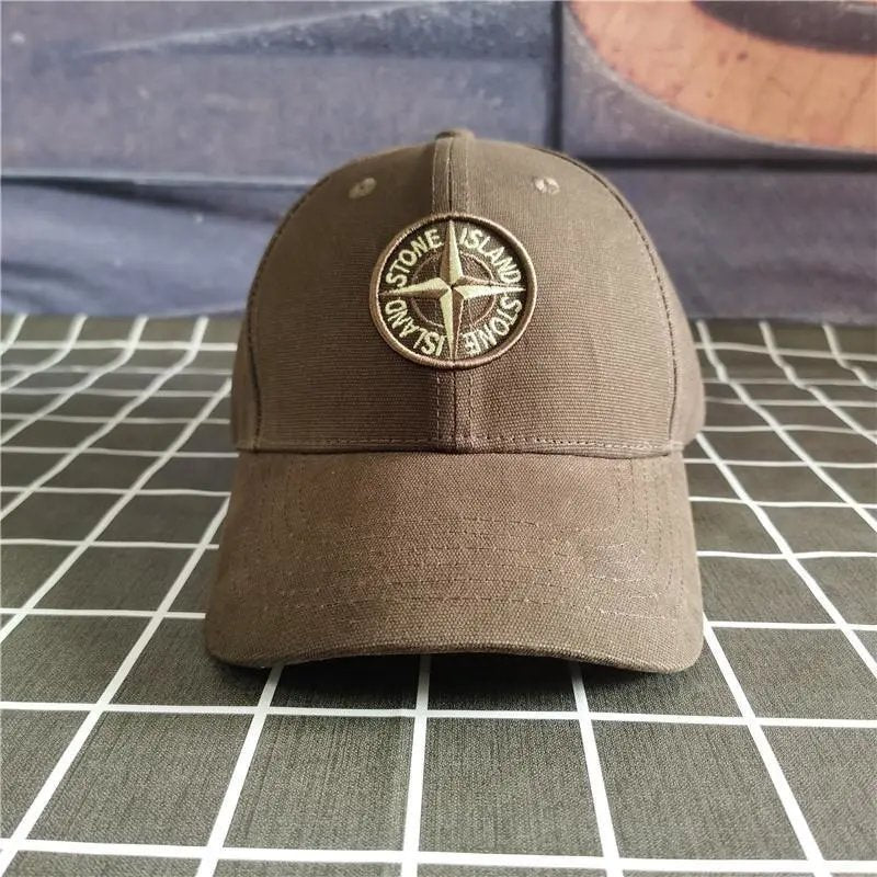 Stone Island Hat Fashion Brand Adjustable Baseball Cap Sun Protection Hat Korean Outdoor Leisure Hip Hop Hat Bendy Brim Cap Cross Embroidered Sun Hat