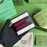 Gucci Wallet Top version 【**Original Factory】Latest Men's and Women's Wallet Card Clamp Short Wallet Fold Wallet Card Holder Card Holder Women's Bag597606