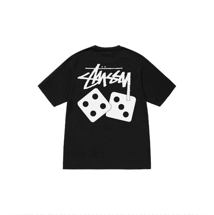 Stussy T-shirt Top Version Fashion Brand Plush Dice Summer Men's and Women's Same Style Short Sleeve T T-shirt