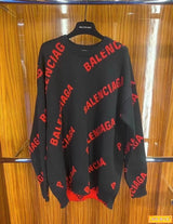 Balenciaga Clothing New Letters logo Jacquard Knit Casual round Neck Sweater Men's Top Women's