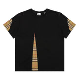 Burberry T-shirt Front Plaid Stitching logo round Neck Short Sleeve25ss New Pure Cotton Unisex Style T T-shirt OS Loose Fit Base Shirt Top Half Sleeve T-Shirt