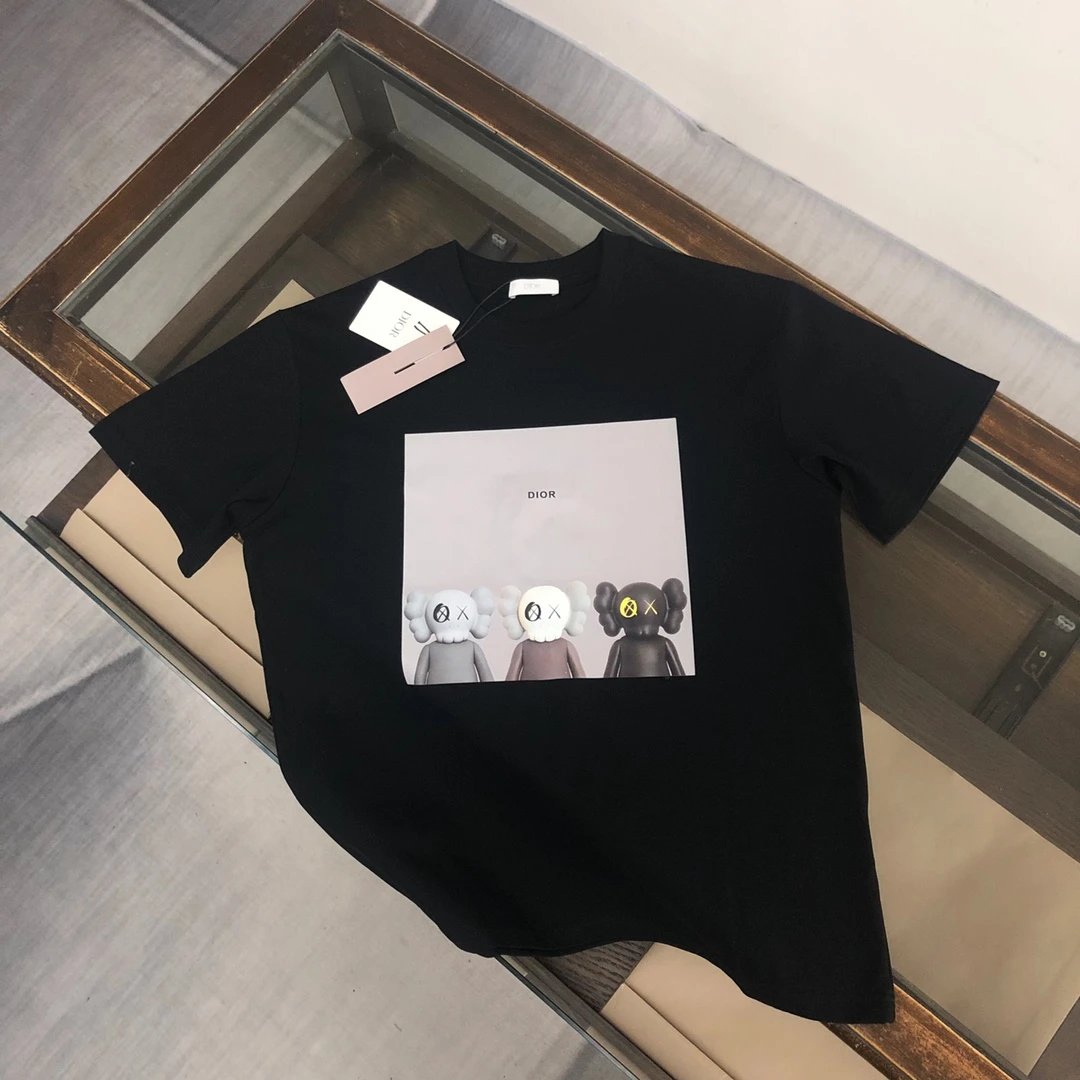 Dior T-shirt Clown Plush Toy Print on Chest logo round Neck Short Sleeve25ss New Pure Cotton Unisex Style T T-shirt OS Loose Fit Base Shirt Top Half Sleeve T-Shirt