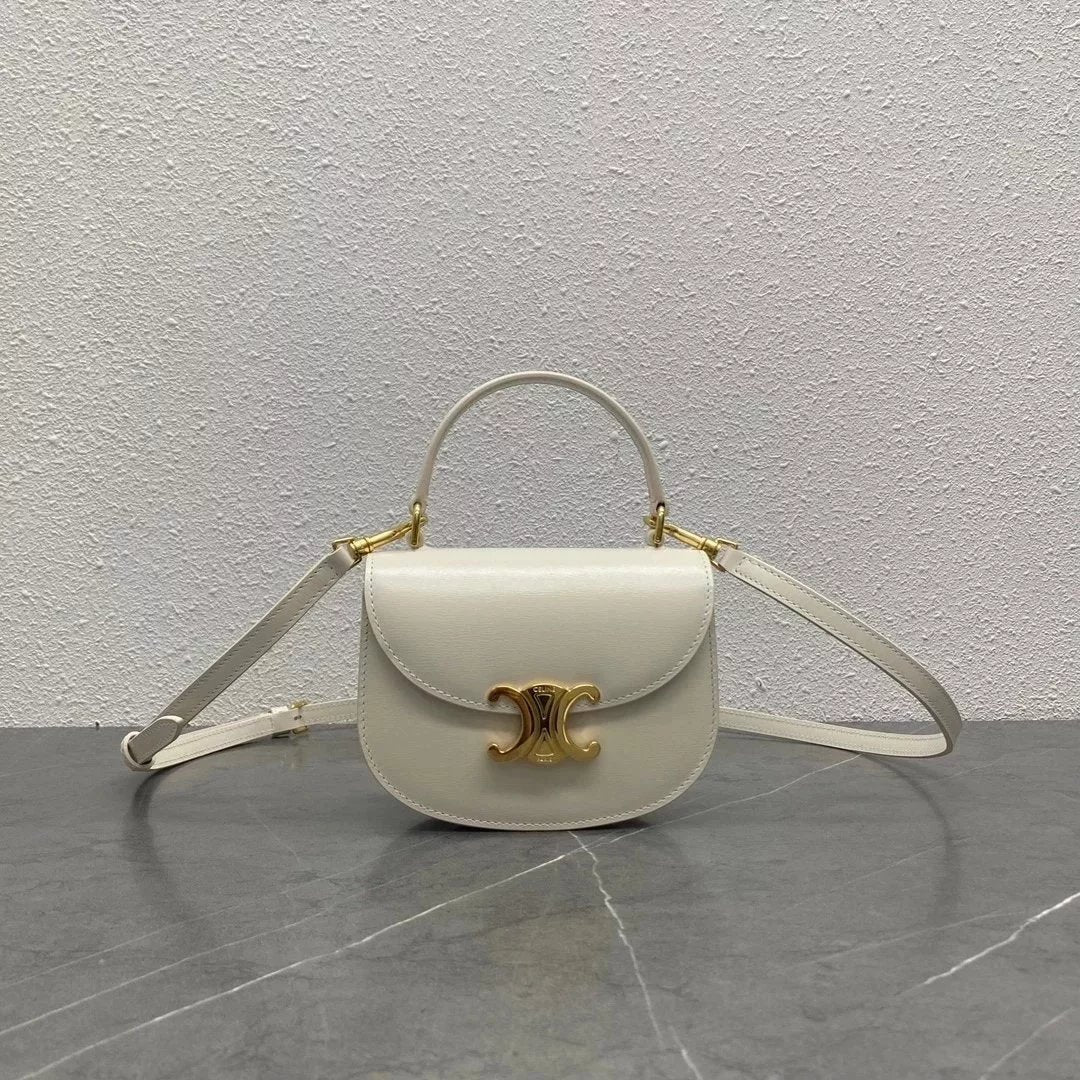 Celine women's bag Top version 【Original Leather High Quality】23Early Spring LISA Same Style mini Saddle bag besace Triomphe Mini Hand Holding Saddle Bag Crossbody Handbag Shoulder Bag2023New mini Saddle Bag Women's Bag101063