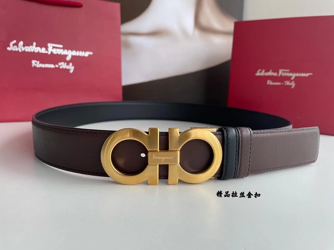 Ferragamo Belt Top version 【Daigou for shoppe】Men's Belt NFC Chip Anti-Counterfeiting Surrogate Shopping Genuine Goods Level Big Brand Men's Leather Belt Leisure Business Vachette Clasp Double-Sided Genuine Leather Belt