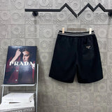 PRADA Shorts Back Pocket Triangle Logo logo Five-point Shorts25ss New Drawstring Casual5Two-Piece Casual Sweatpants Summer Pants Unisex Pure Cotton Sweatpants