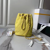 Chanel Women's Bag Top version 【New Arrival】Surrogate Shopping Level in Stock24s Color Graffiti Backpack Drawstring Bucket Bag Color Golden Ball Small Bucket Backpack New Women's Bag As4810