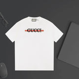 Gucci T-shirt Chest Brand Letter String Print logo round Neck Short Sleeve25ss New Pure Cotton Unisex Style T T-shirt OS Loose Fit Base Shirt Top Half Sleeve T-Shirt