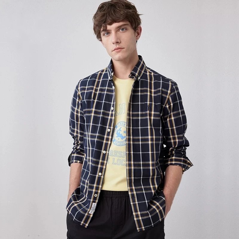 Hazzys Shirt Top Version2024Spring and Autumn New Long-Sleeved Shirt Men's Casual Striped Shirt