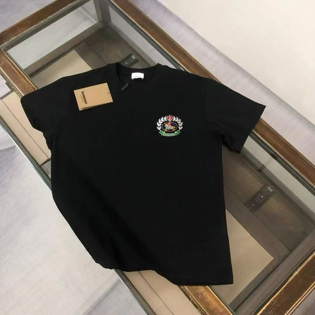 Burberry T-shirt Chest Wheat Knight Embroidery logo round Neck Short Sleeve25ss New Pure Cotton Unisex Style T Casual T-Shirt Base Layer Shirt OS Loose Fit Half Sleeve Top Plus Size