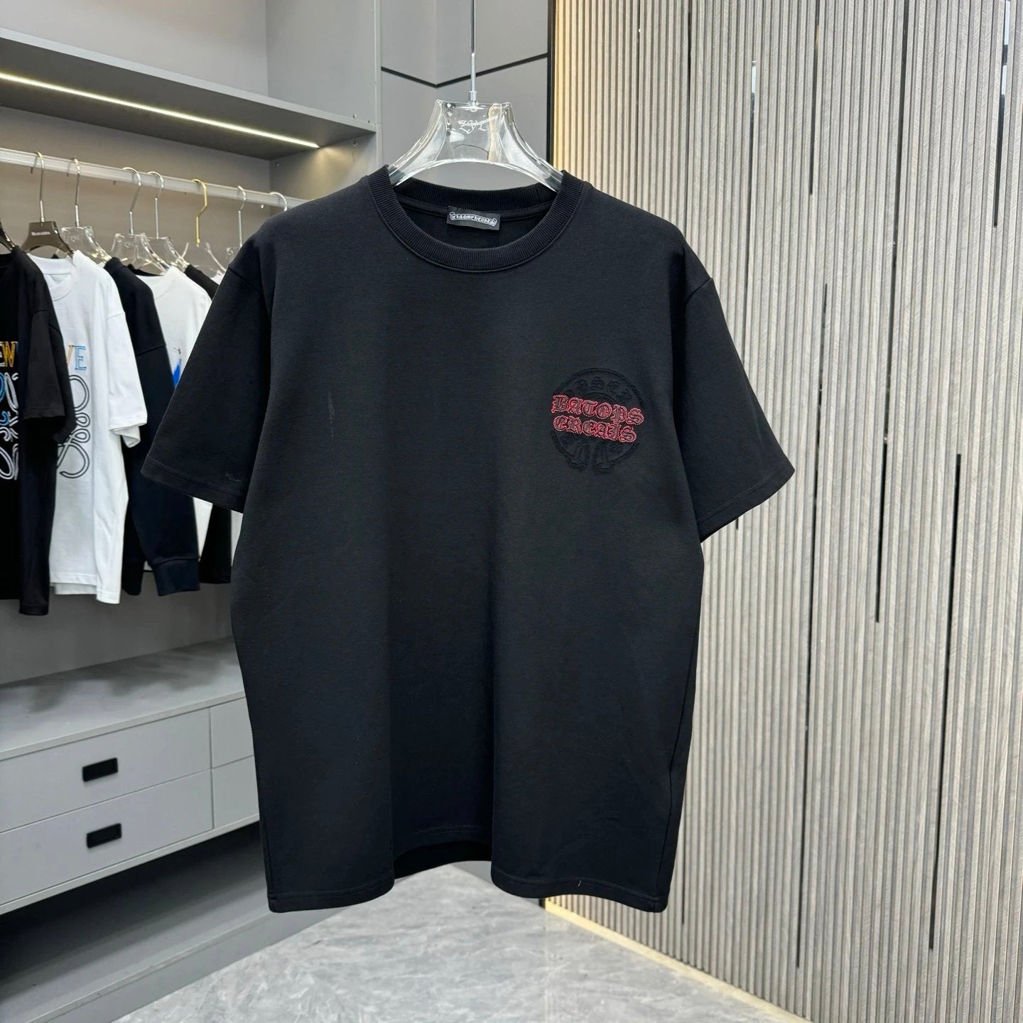 Chrome Hearts T-shirt Chest with Sanskrit Letter Embroidery logo round Neck Short Sleeve25ss New Pure Cotton Unisex Style T T-shirt OS Loose Fit Base Shirt Top Half Sleeve T-Shirt