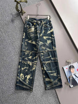 Louis Vuitton LV Jeans 25ss Spring Summer New Straight Leg Jeans Waist Adjustable Unisex Loose Fit Long Pants