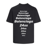 Balenciaga T-shirt Front and Back Letter and Number Print logo round Neck Short Sleeve25ss New Pure Cotton Unisex Style T T-shirt OS Loose Fit Base Shirt Top Half Sleeve T-Shirt