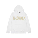 Balenciaga Hoodie Masking Yellow Tape logoG Hooded Sweatshirt Jacket for Men and Women, Sports Casual Style OS Loose fit versatile style