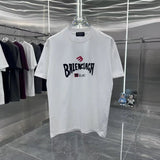 Balenciaga T-shirt Front Flocking Print logo round Neck Short Sleeve25ss New pure cotton T Unisex T-Shirt OS Drop Shoulder Loose Fit Base Shirt Top T-Shirt Short Sleeve