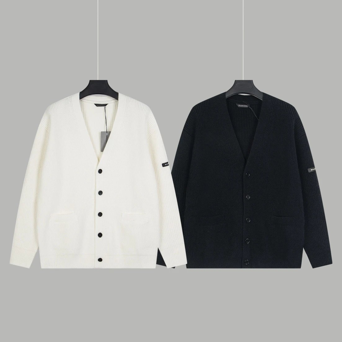 Balenciaga Sweater Solid Color Knitted Cardigan Sweater Coat Unisex Long Sleeve Soft Lazy Style OS Loose fit