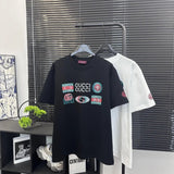 Gucci T-shirt Multi-Patch Letter Print logo round Neck Short Sleeve25ss New pure cotton T Unisex T-Shirt OS Loose Fit Base Shirt Top Half Sleeve T-Shirt
