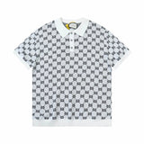 Gucci T-shirt Allover Jacquard logo Knitting POLO Shirt Lapel Short Sleeve25ss New Unisex Summer Short Sleeve OS Loose T Business Half Sleeve Shirt Plus Size T-Shirt