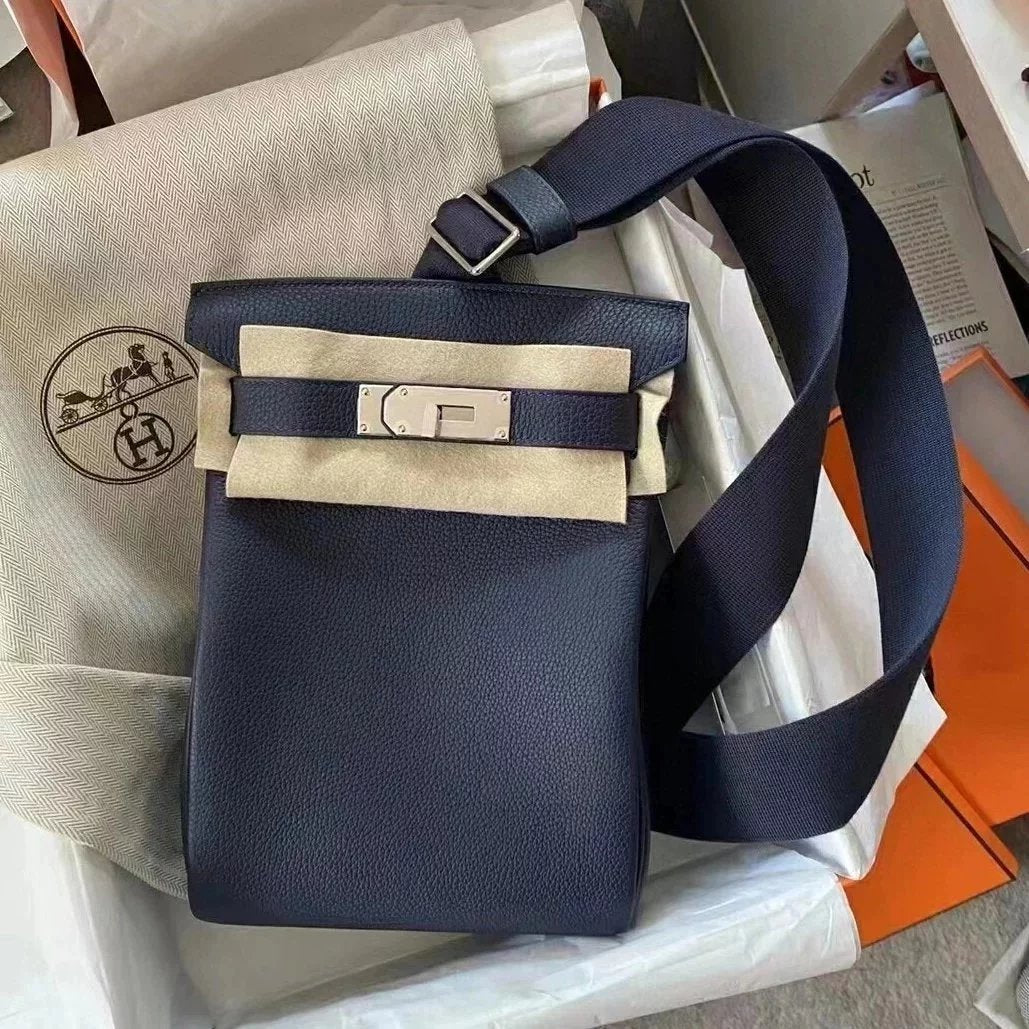 Hermes women's bag Top version In Stock Exclusive Real Shot AIMA Home H Home minihacados Chest Bag Waist Bag Messenger Bags Unisex Unisex Men's and Women's Bags Chest and Waist Bag Water Demon Blue Army Green Midnight Blue Pure Handmade Hand Sewing Wax Li