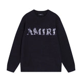 Amiri Hoodie 2024Autumn and Winter New Chest LOGO Embroidered Knitted Sweater for Men and Women