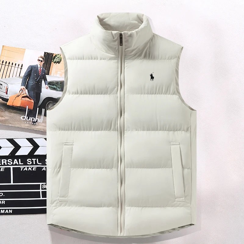 Ralph Lauren Vest Autumn and Winter down Cotton Vest Men's Outer Wear Stand-up Collar Thick Warm Back