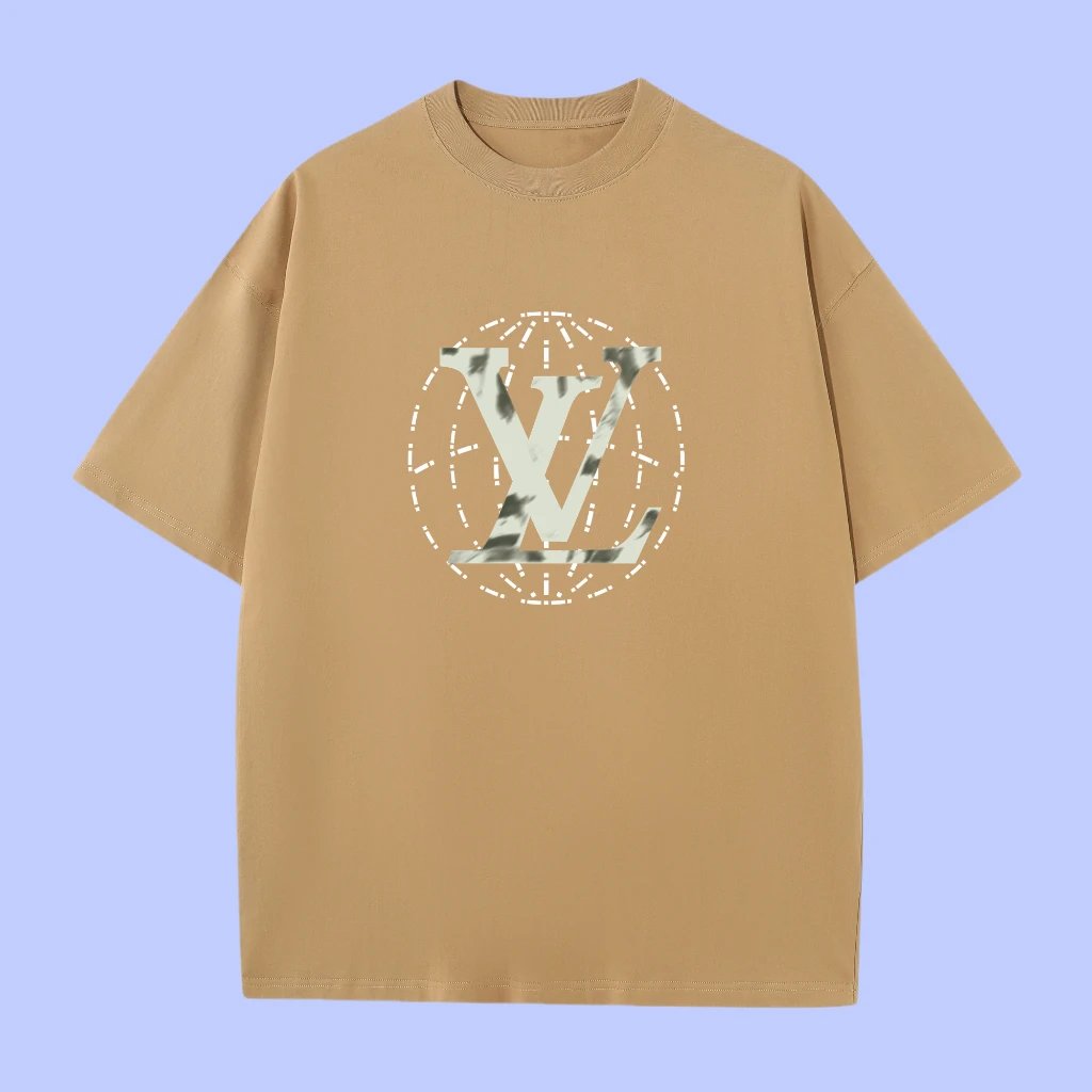 Louis Vuitton LV T-shirt Chest Earth Pattern Print logo round Neck Short Sleeve25ss New pure cotton T Unisex T-Shirt OS Drop Shoulder Loose Fit Base Shirt Top T-Shirt Short Sleeve
