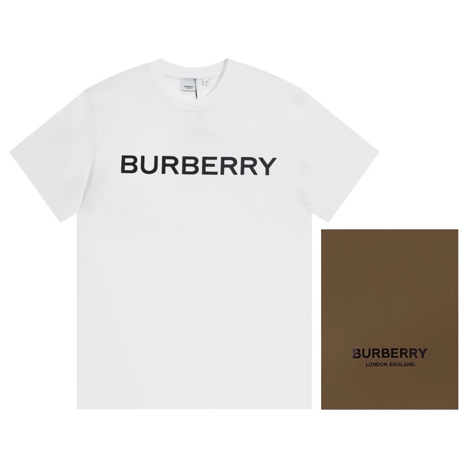 Burberry T-shirt Classic Style Front Logo logo round Neck Short Sleeve25ss New Pure Cotton Unisex Style T T-shirt OS Loose Fit Base Shirt Top Half Sleeve T-Shirt