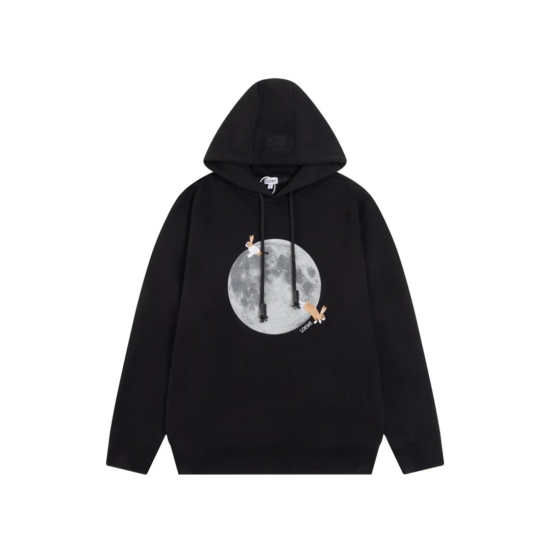LOEWE Hoodie Collaboration Moon Rabbit Hooded Sweatshirt Jacket Hoodie Top Unisex Sports Casual OS Loose fit versatile style