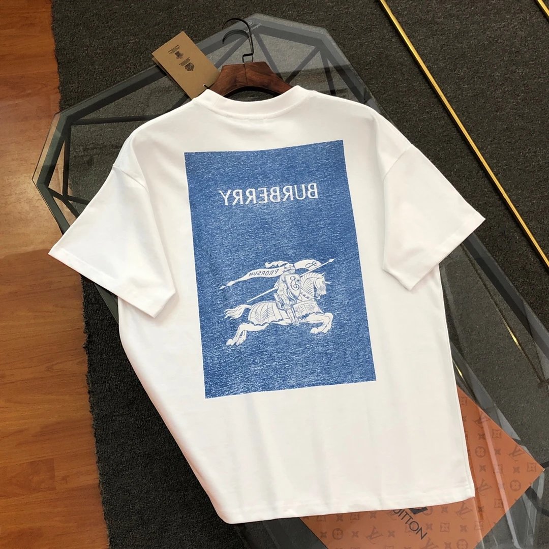 Burberry T-shirt Equestrian Knight Logo Print Letters logo Short Sleeve T Unisex T-Shirt