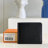 Louis Vuitton LV Wallets/Clutches Top version M64002SLENDER Wallet Boys Wallet Folding Pocket Clip Wallet Made of Masculine Style MonogramEclipse Made of Canvas Fabric，This Style Slender Small and Thin Wallet
